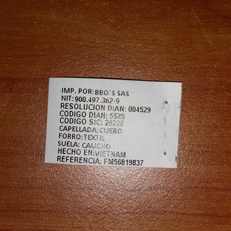 Iron on shoe label